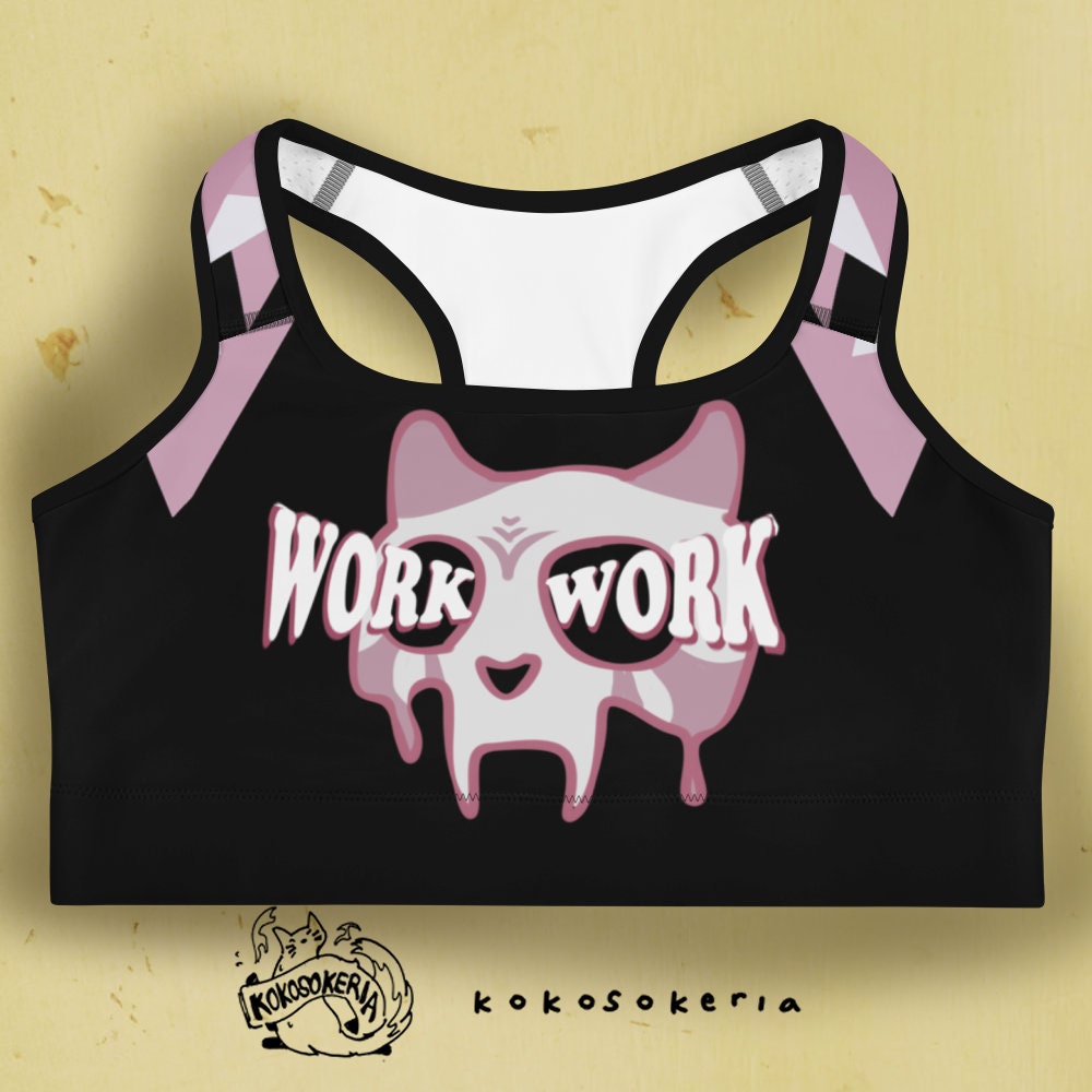 Cute cat sports bra Pink sports bra for yoga Workout bras Etsy