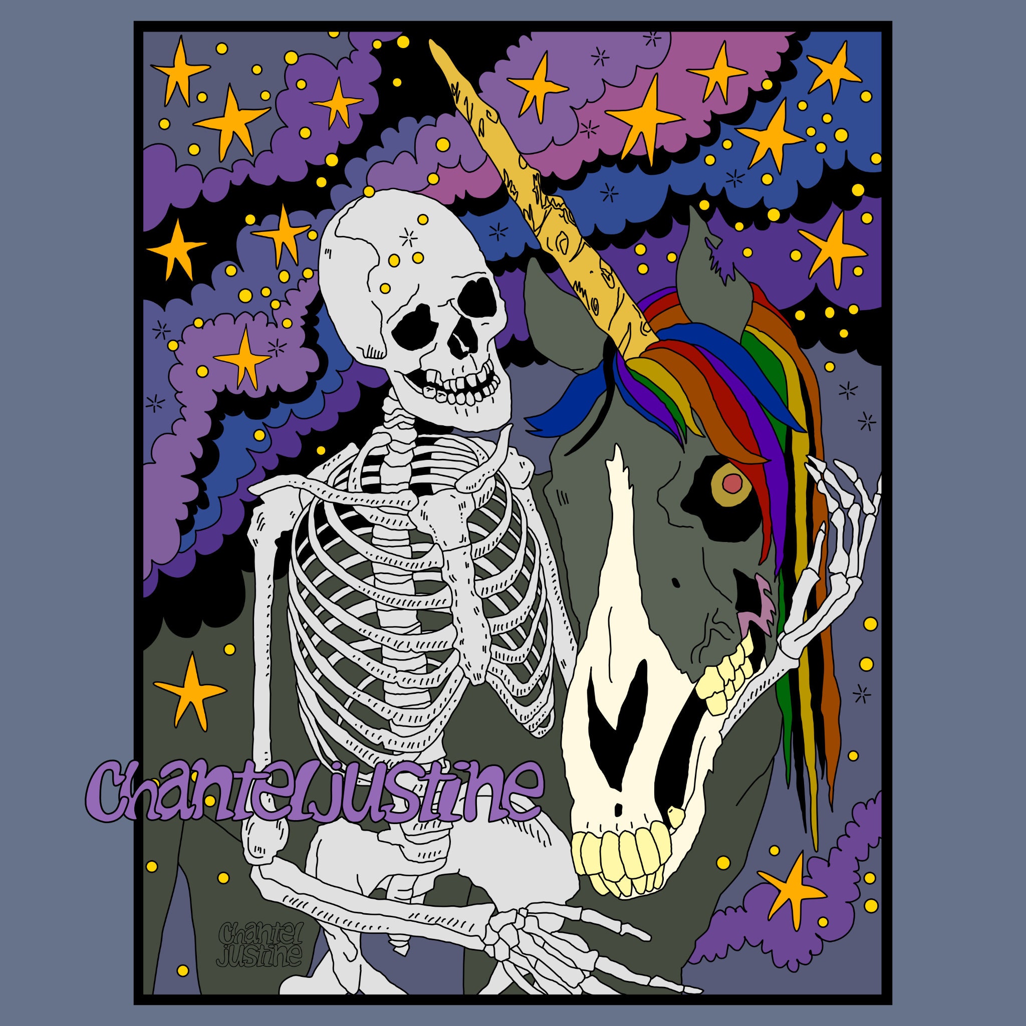 Skeleton & Zombie Unicorn Coloring Page Printable Adult - Etsy