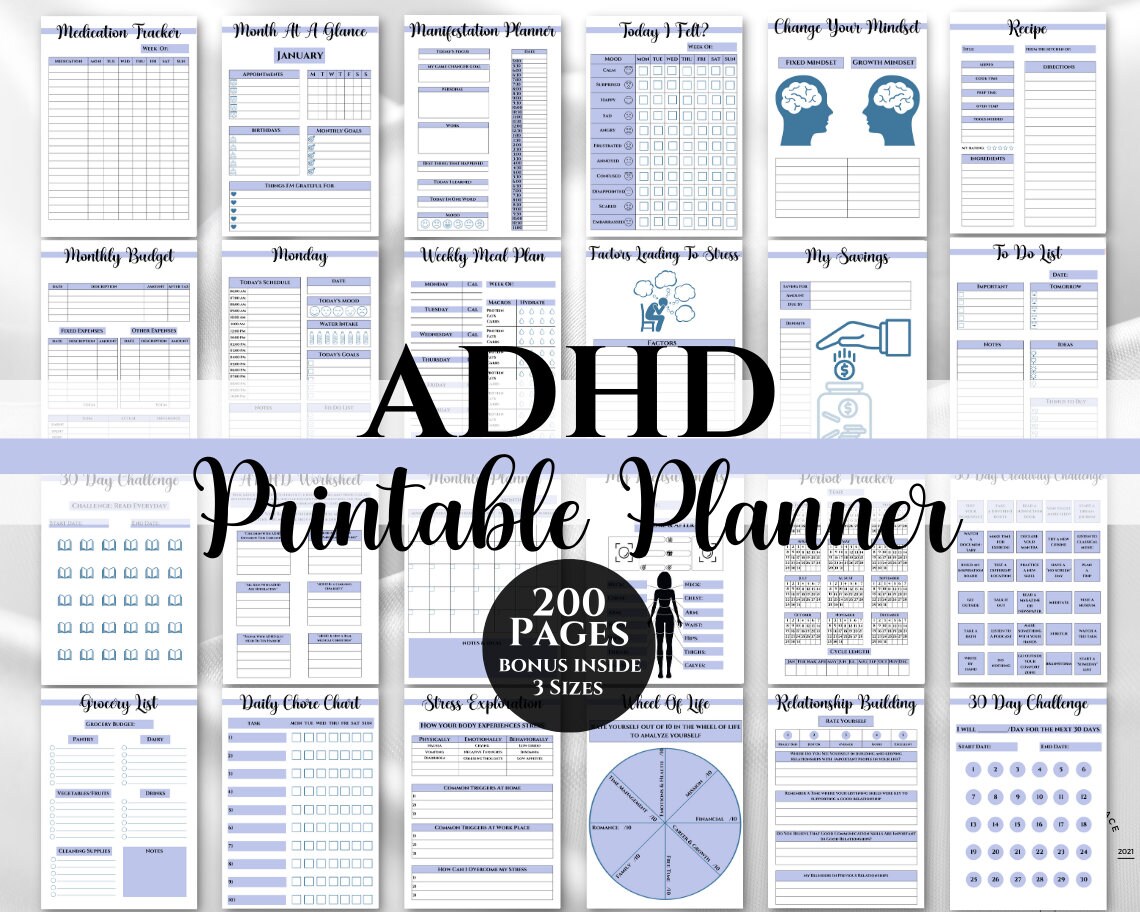 ADHD Planner Printable, ADHD Planner Adult, Printable Adult ADHD ...