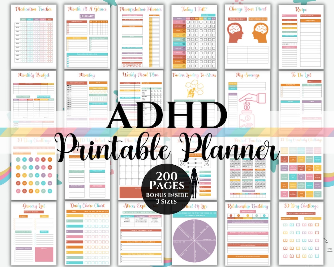 ADHD Planner Printable, ADHD Planner Adult, ADHD Resources, Adhd