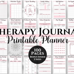 Therapy Journal, Mental Health Planner, Anxiety Journal, Self Care Journal, Stress And Therapy Worksheets, Manifestation Journal, All In One