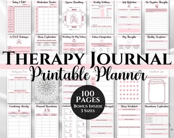Therapy Journal, Mental Health Planner, Anxiety Journal, Self Care Journal, Stress And Therapy Worksheets, Manifestation Journal, All In One