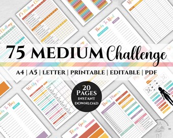 75 Medium Challenge, 75 Medium Tracker, 75 Medium Printable, 75 Medium Digital, 75 Medium PDF, Habit Tracker, Fitness Goals, Workout Planner