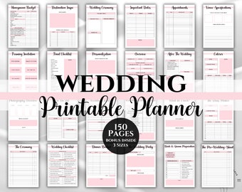 Wedding Planner Printable, Printable Wedding Planner, Wedding Plan Bundle, Wedding Binder Template, Wedding Planner Organizer PDF Book