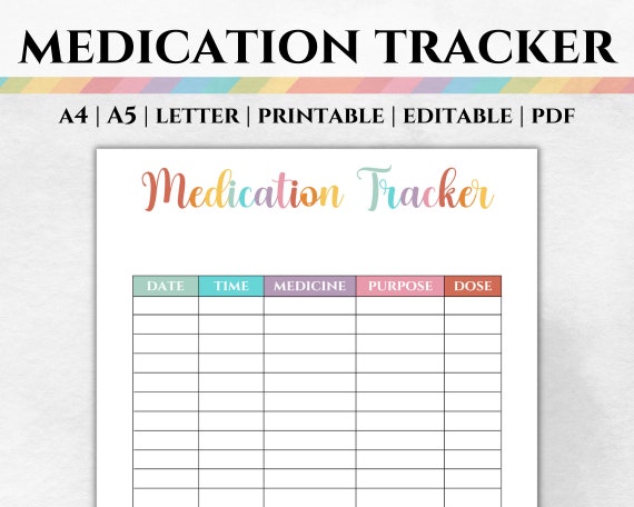 Medication Tracker Printable Daily Medication Sheet - Etsy UK