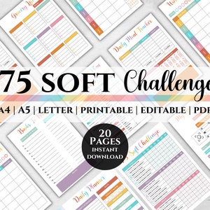 75 Soft Challenge, 75 Soft Challenge Printable, 75 Soft Tracker, 75 Soft Digital, 75 Soft Challenge Editable, 75 Soft PDF, Workout Planner