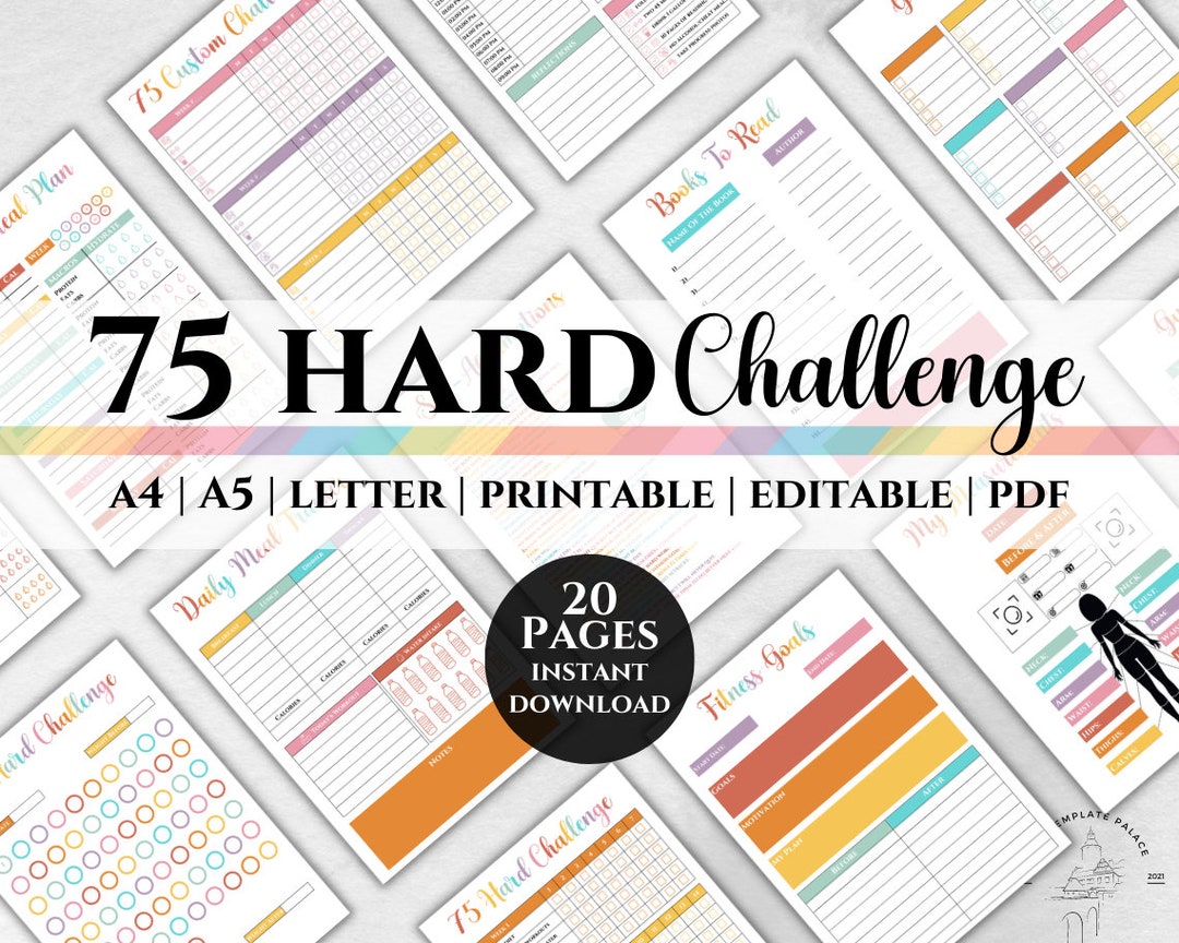 75 Hard Challenge, 75 Hard PDF, 75 Hard Challenge Printable, 75 Hard ...