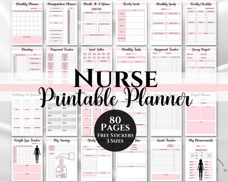 Nurse Planner, Nurse Notebook, Nursing Student Planner, Nursing School Planner, Student Nurse, Medical Student Planner, Free Nurse Stickers image 1