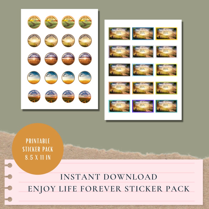 Jw enjoy life forever sticker pack round and rectangle style jw