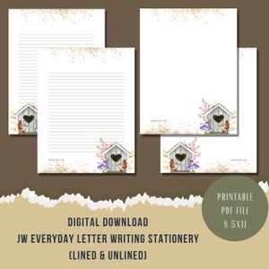 JW Everyday Letter Writing Stationery - Bird House Design | Ministry Gift Ideas | JW Printable Stationery size 8.5 x 11 inches |