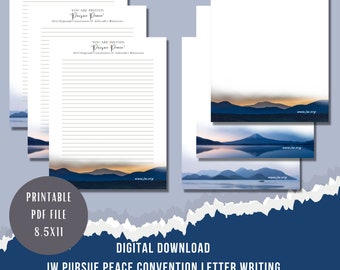 JW Letter Writing Stationery for the Regional Convention 2022 - Pursue Peace in Mountain Design | JW Printable Stationery | JW Ministry