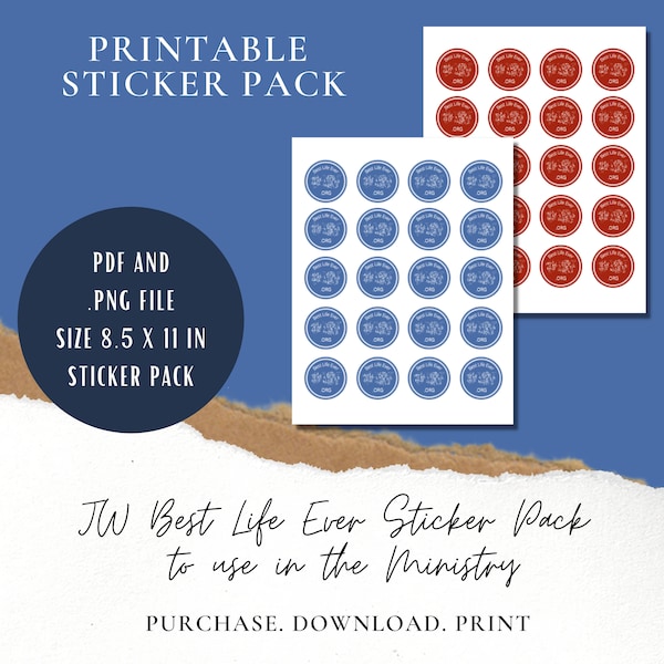 JW Best Life Ever Round Sticker Pack | JW Digital Download Sticker Pack | Ministry Gift Ideas
