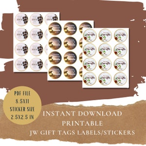 JW Gift Tag Stickers/Labels for Pioneer Gifts | Pioneer Gift Tag Ideas | JW Gift Tag Ideas | JW Printable Stickers