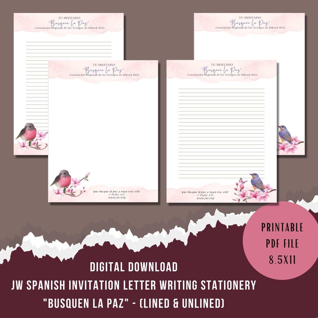 Busquen La Paz Invitation Letter Writing Stationery in Spanish Spanish
