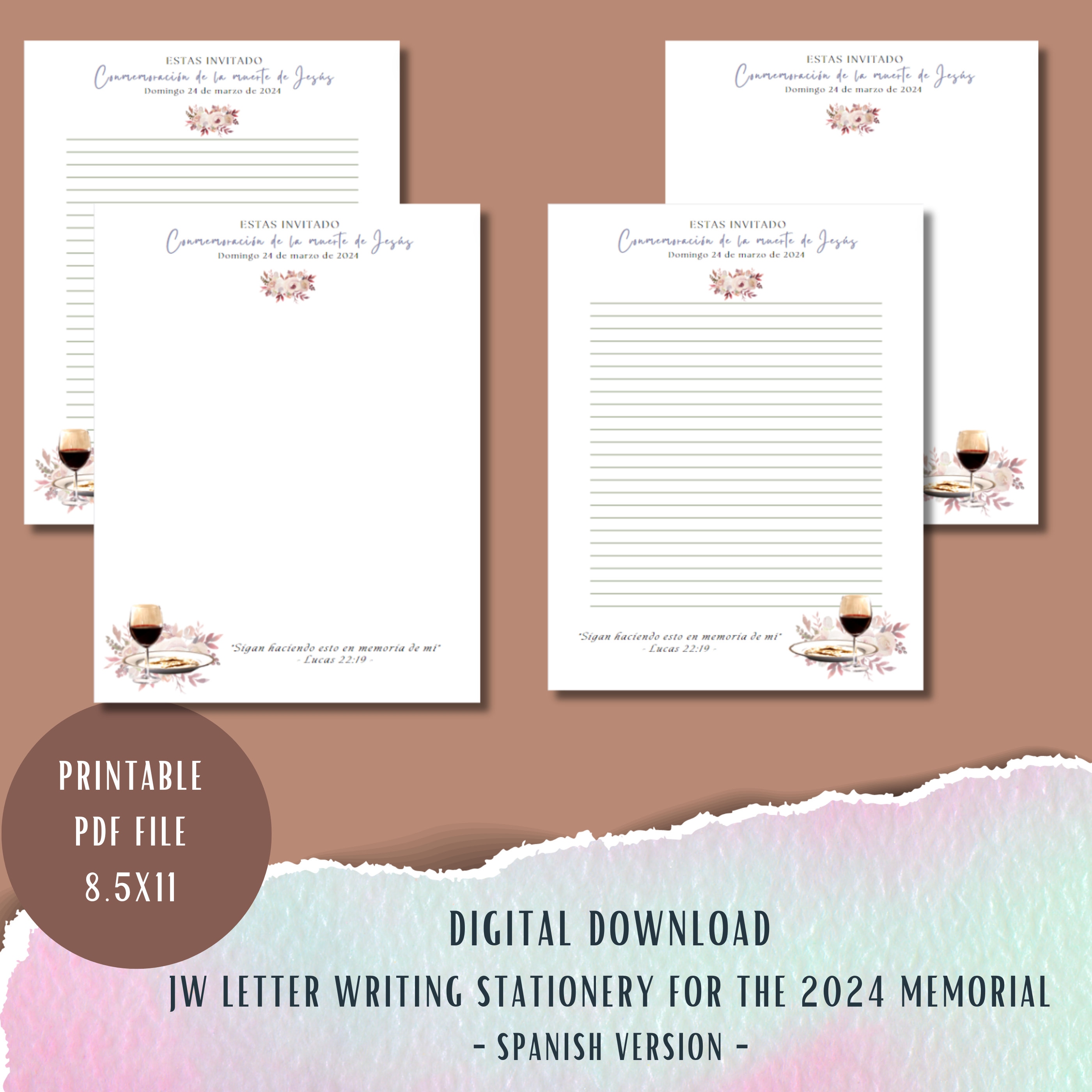 2025 Memorial of Jesus Death Letter Writing Paper in Spanish Version - Etsy
