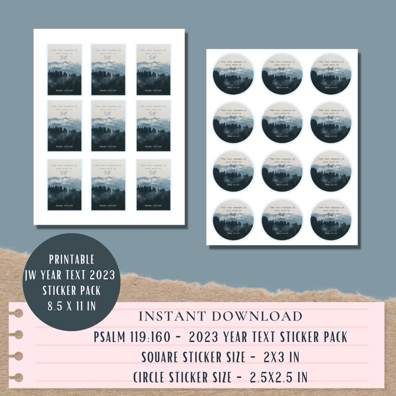 JW 2023 Year Text Psalm 119 160 JW Printable Sticker Pack JW Digital psalm-119-160-scripture-pictures-psalms-psalm-119