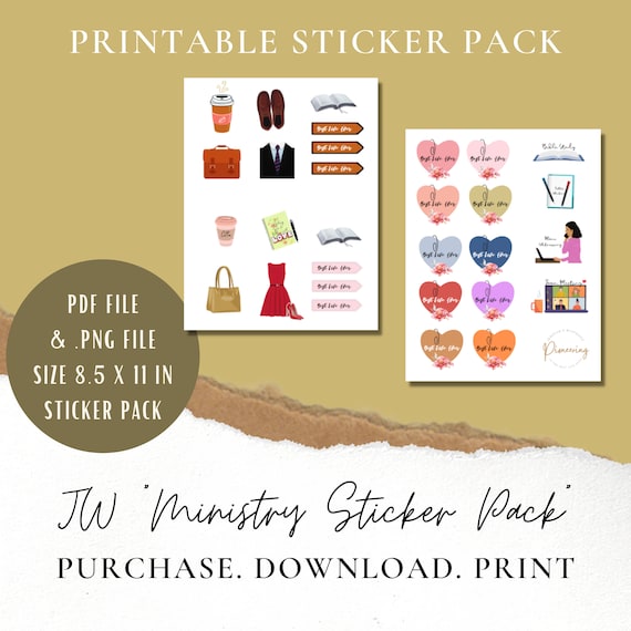 JW Ministry Sticker Pack Printable Ministry Sticker Pack Etsy