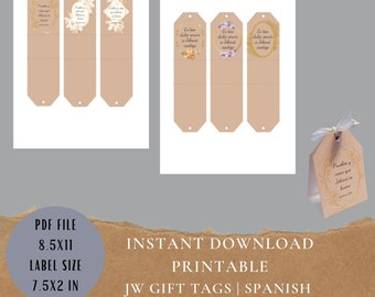 JW Printable Gift Tag Template in Spanish | Pioneer Gift Ideas | Gift Tag Template Ideas | Spanish Gift Tag Salmos 34 verse 8