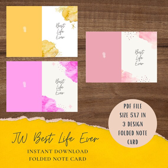 JW Digital Download Best Life Ever Folded Note Card 5 X 7 in 