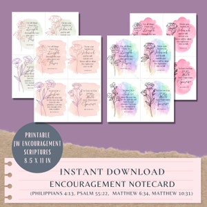 Puede incluir: Tarjetas de notas de ánimo JW imprimibles, 21,6 x 27,9 cm, con ilustraciones florales y citas bíblicas inspiradoras. El diseño incluye fondos de acuarela en colores pastel suaves y las palabras "Descarga instantánea".