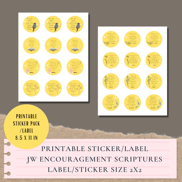 JW Encouragement Scriptures Sticker Pack/Label | JW Ministry Ideas | Ministry gift ideas | JW Printable Sticker Pack | Digital Download