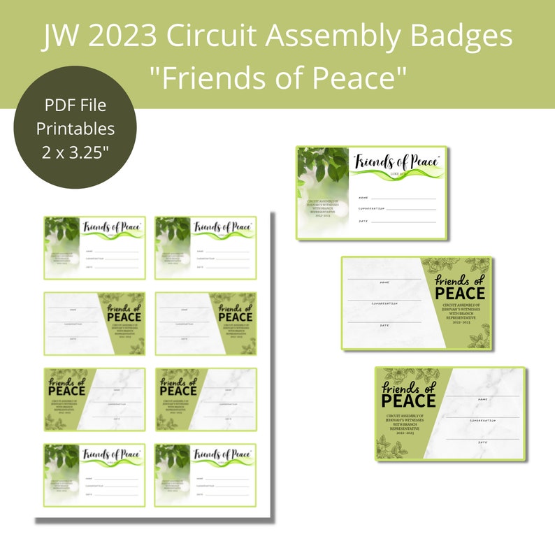 JW Circuit Assembly 2023 Friends of Peace Printable Badges JW Assembly