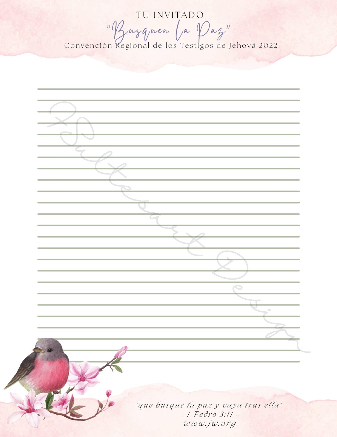 Busquen La Paz Invitation Letter Writing Stationery in Spanish Spanish