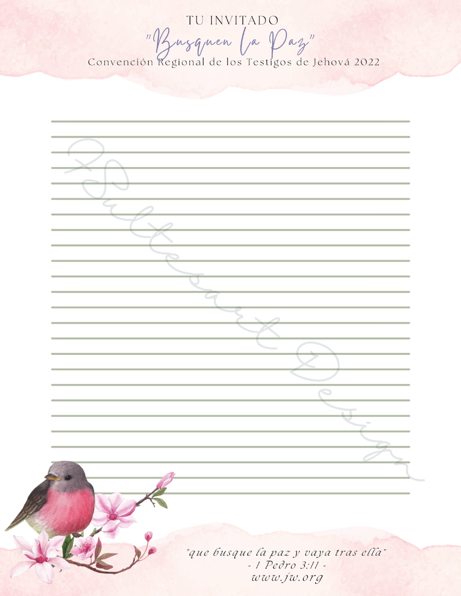 Busquen La Paz Invitation Letter Writing Stationery in Spanish Spanish