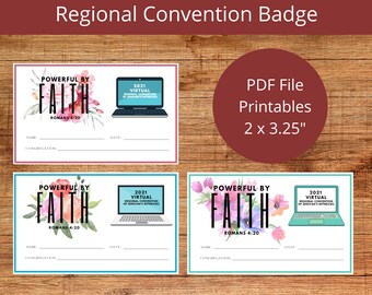 JW Digital Download Convention Badges Powerful by Faith - Etsy