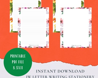 JW Letter Writing Stationery - Letter Writing Ideas for the Ministry - JW Ministry Stationery - Floral Design