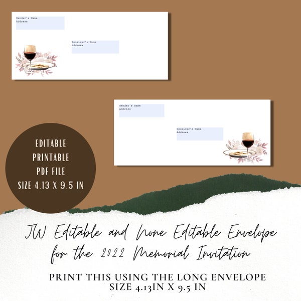 JW Jesus Memorial Editable & Non-Editable Printable Envelope | JW Ministry Gift Ideas | 2023 Jesus Memorial Envelope