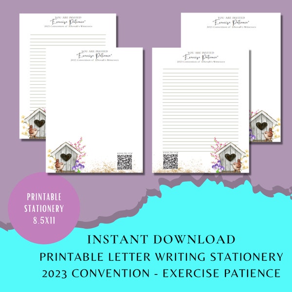 JW 2023 Convention Exercise Patience letter writing Invitation | JW Printable | JW Ministry Gift Ideas | Ministry Stationery