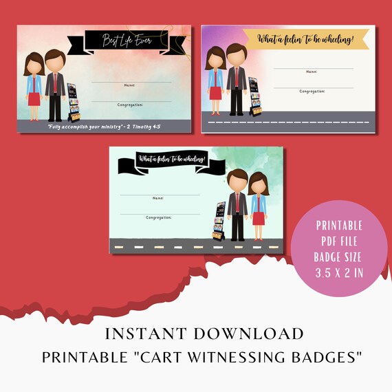 JW Cart Witnessing Printable Badges Couple JW Cart - Etsy