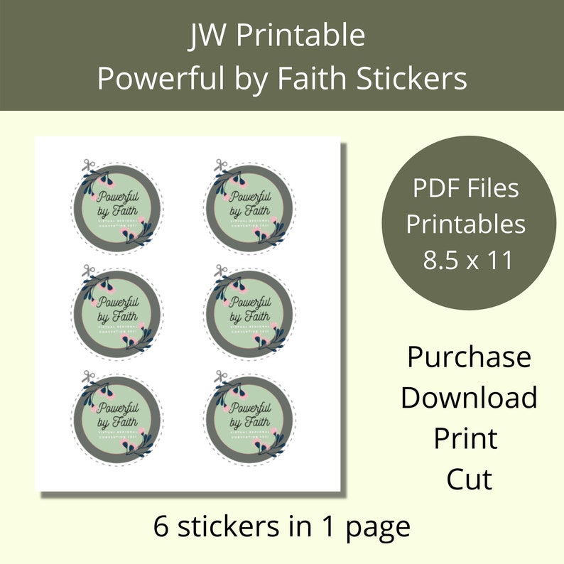 JW Regional Convention Printable Stickers Powerful by Faith Printable ...