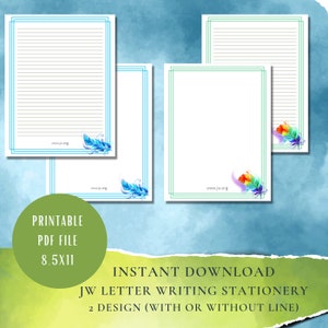 JW Letter Writing Stationery with and without line | Size 8.5 x 11 | JW Ministry Gift Ideas| JW Ministry Writing Stationery