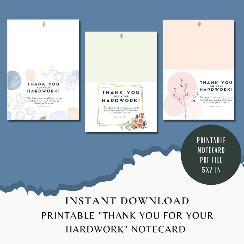 Thank You for Your Hardwork Printable Notecard JW Printable Notecard ...