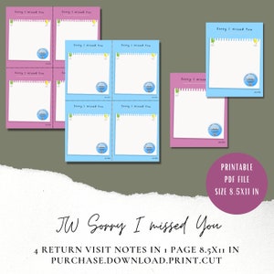 Sorry I missed you - JW Ministry Return Visit Writing Notes - Enjoy Life Forever Campaign | JW Return Visit Printable Notes | JW Printable