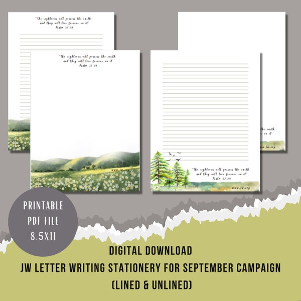 JW Printable Stationery for the September Campaign Enjoy life forever | JW Ministry Ideas | Letter writing stationery | Enjoy life forever