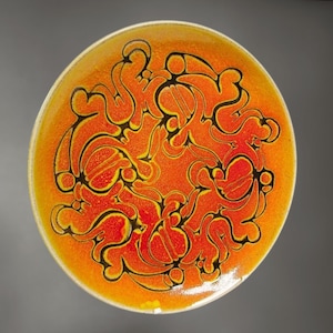 Poole Pottery Aegean Plate – Signed 1970s Orange Yellow Mid Century Modern