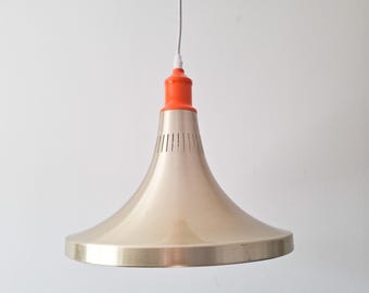 Mid Century Modern Trumpet Pendant Light, Scandinavian Slotted Metal Ceiling Lamp, Vintage Retro Hanging Fixture, Home Decor,