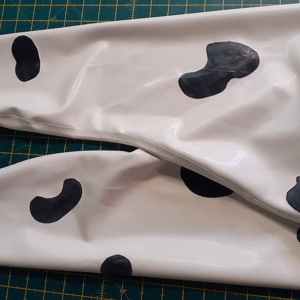 Womens Latex Cow Print Regular Stirrup Stocking