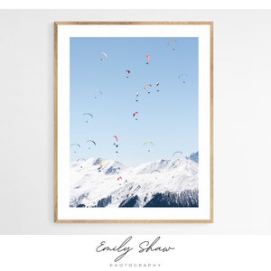 Fine Art Fotografie Druck | Bergfoto | Winterlandschaft | Gleitschirmflieger | Schweizer Alpen | Ski fahren | Schnee | Wandkunst | Verbier | Schweiz