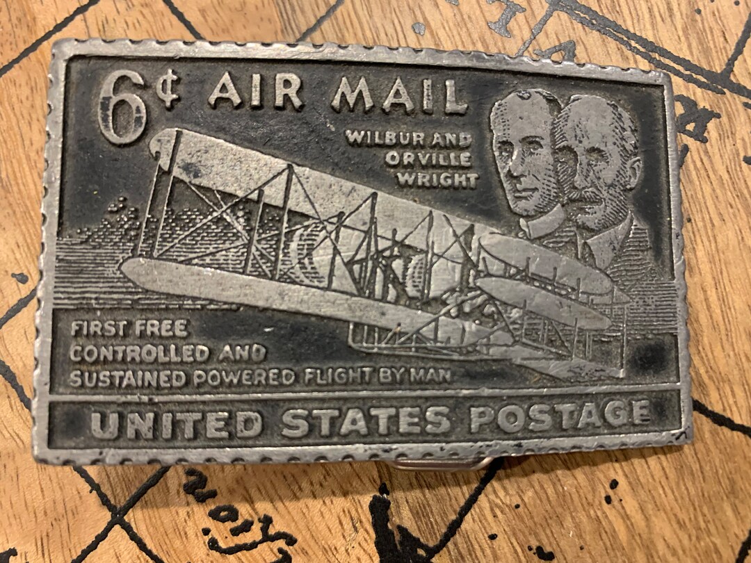 Airmail Postage Stamp Pewter Belt Buckle Etsy