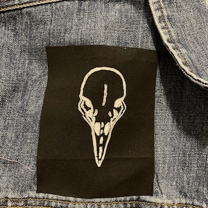 Crow Skull: Sew-on Block Print Patch