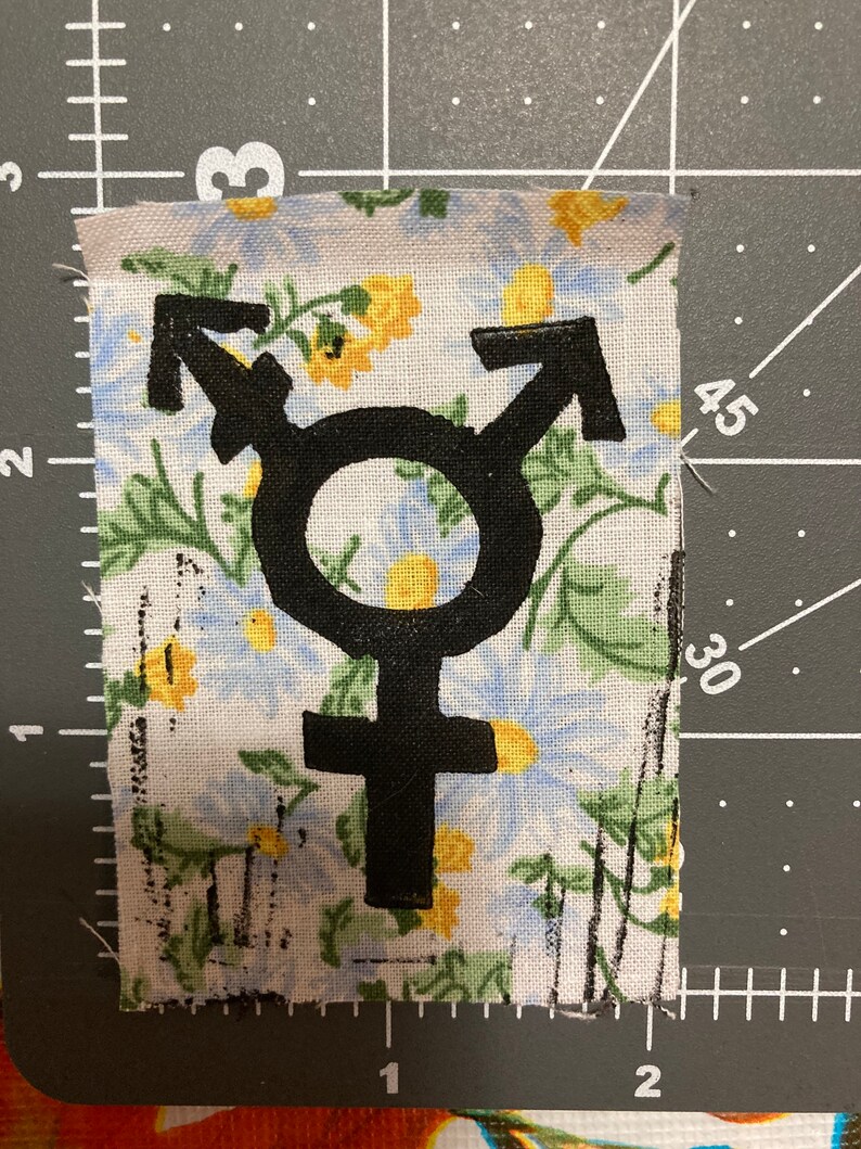 Trans Symbol Patch Tiny Trans Symbol: Sew-on Blockprint Patch - Etsy