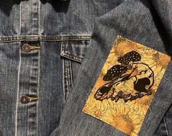 Mushroom Skull: Sew-On Block Print Patch