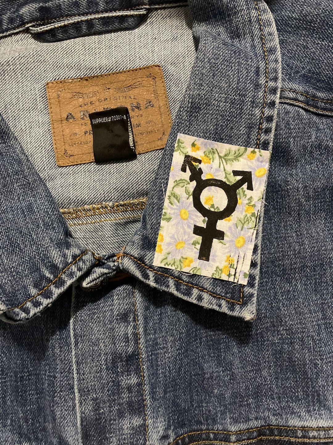 Trans Symbol Patch Tiny Trans Symbol: Sew-on Blockprint Patch - Etsy