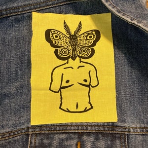 TransMasc Moth: Sew-on Block print patch