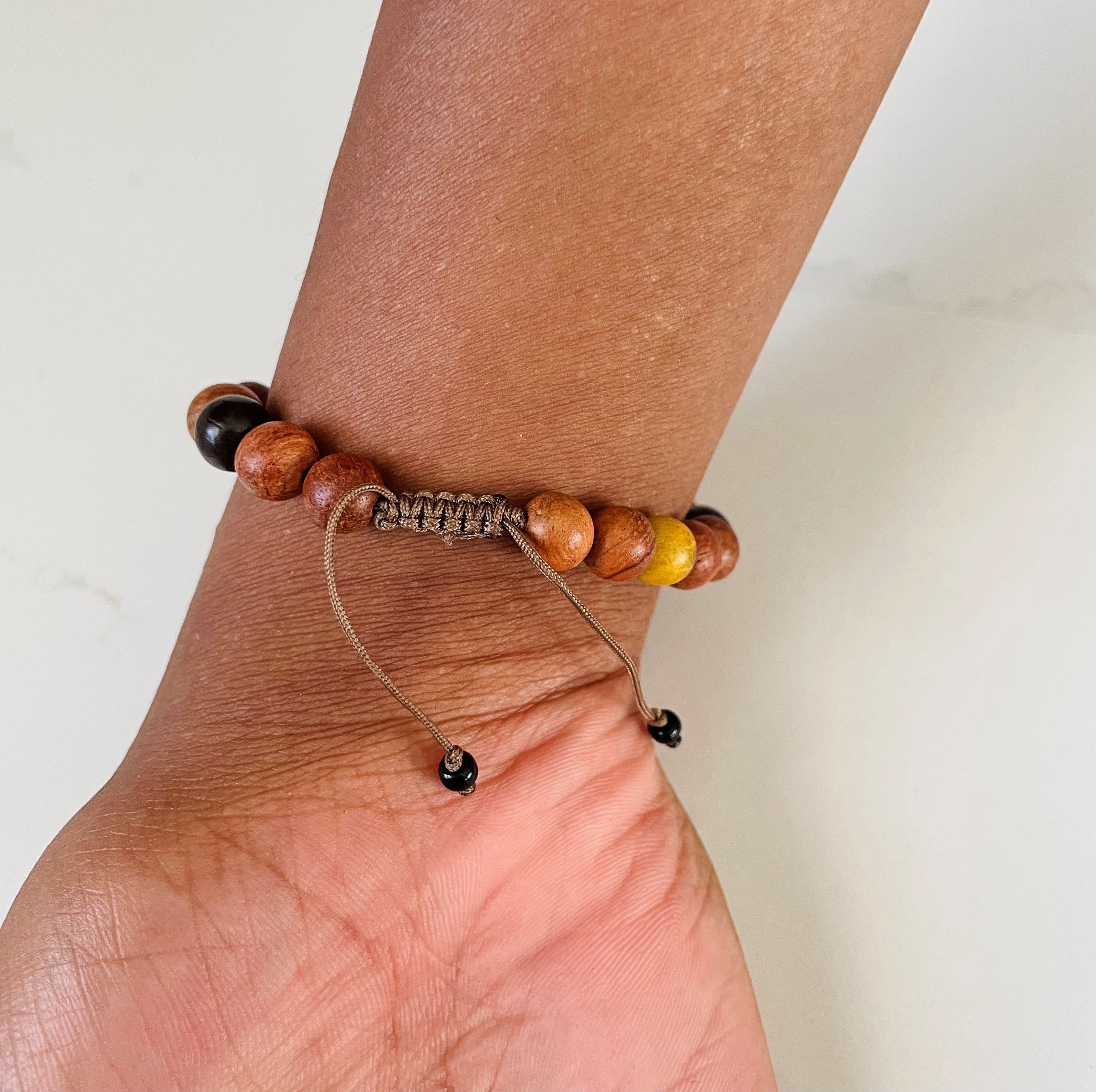 Adjustable Wooden Beaded Bracelets Etsy UK
