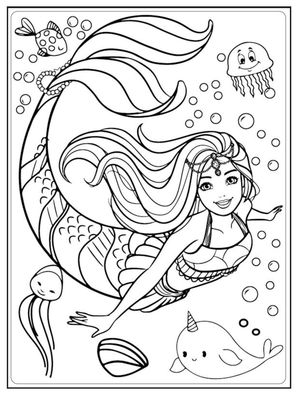 MERMAID Colouring Book, 30 Pages Colouring Book for Kids, Kids Art ...